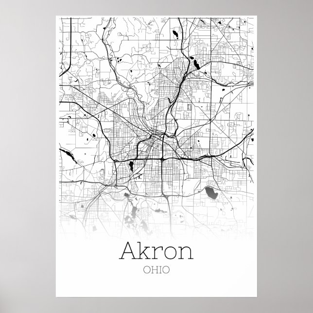 Póster Mapa de Akron - Ohio - Poster del Mapa de la Ciuda (Frente)