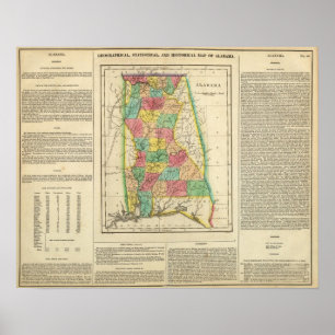 Póster Mapa de Alabama