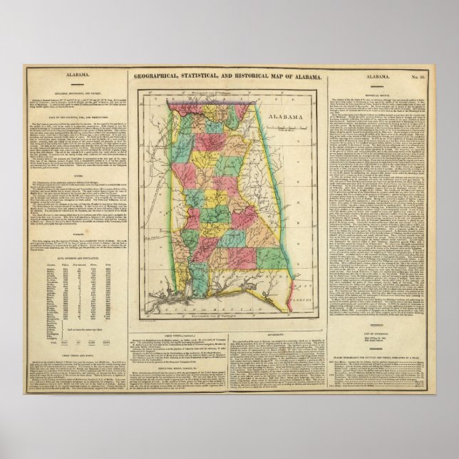 Póster Mapa De Alabama (Frente)