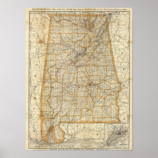 Póster Mapa de Alabama