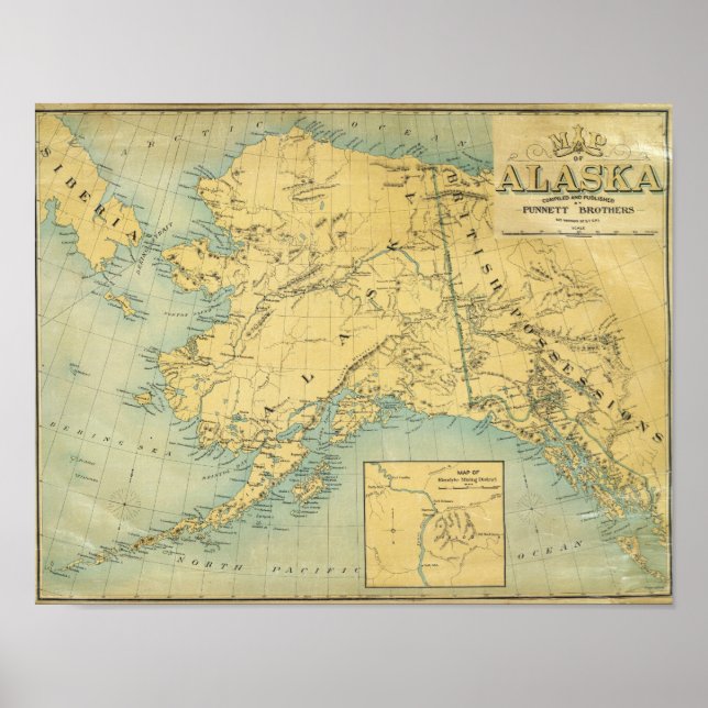Póster Mapa De Alaska (Frente)
