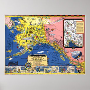 Póster Mapa de Alaska de buena naturaleza