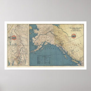 Póster Mapa de Alaska del Territorio del Yukón de 1904