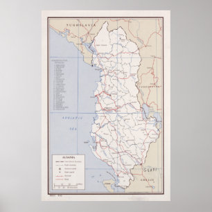 Póster Mapa de Albania (1962) Atlas albanés vintage