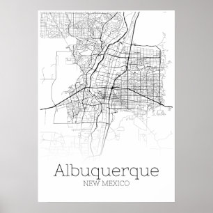 Póster Mapa de Albuquerque - Nuevo México - Poster de Map