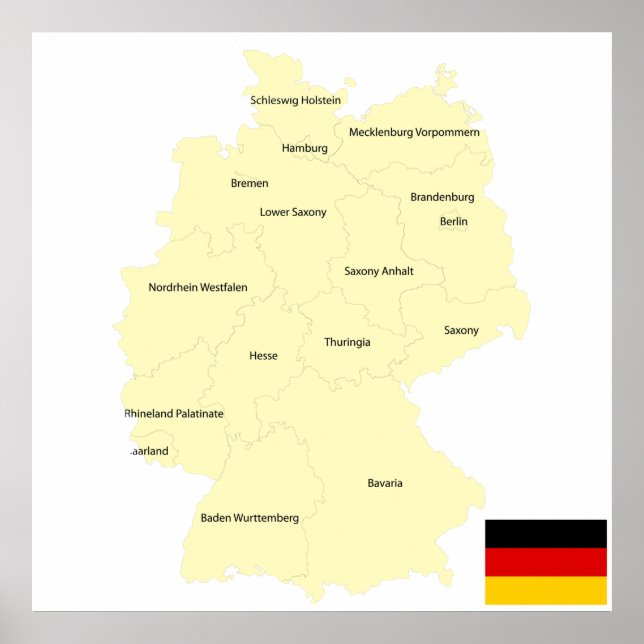 Póster Mapa De Alemania (Frente)