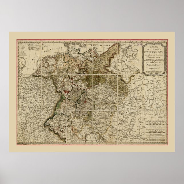 Póster Mapa de Alemania (1800) (Frente)