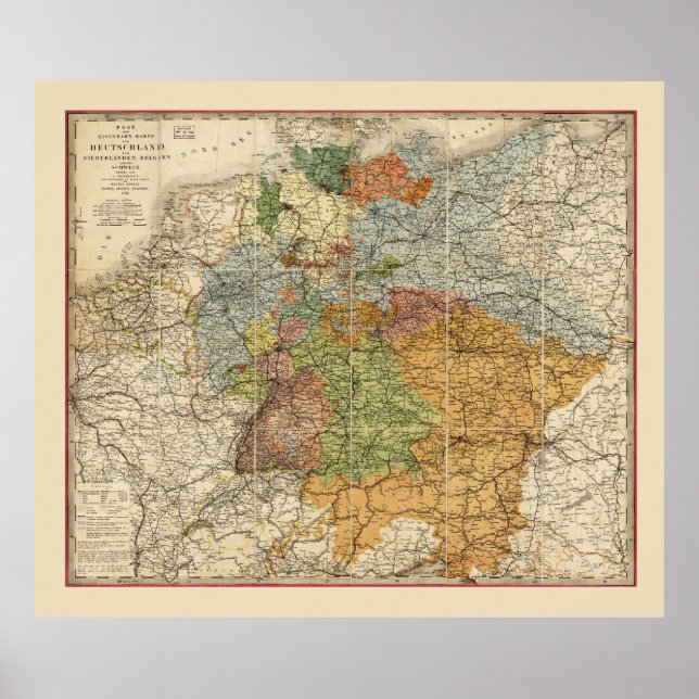 Póster Mapa de Alemania (1855)