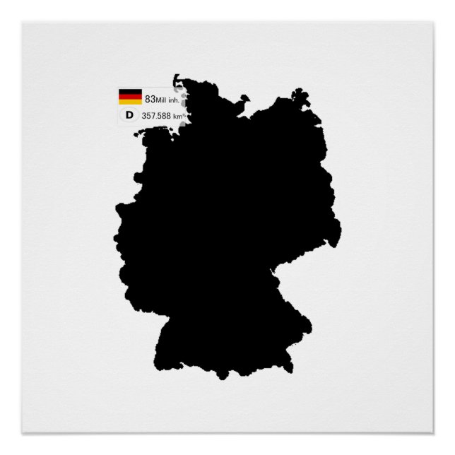Póster Mapa de Alemania y algunos datos (Anverso)