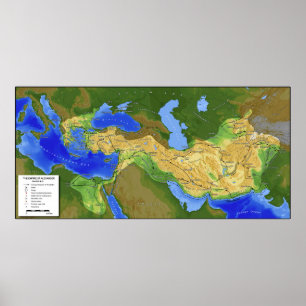 Póster Mapa de Alexander el gran imperio 334-328 A.C.