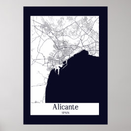 Póster Mapa de Alicante España
