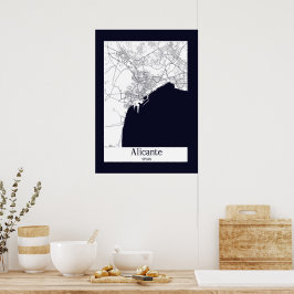 Póster Mapa de Alicante España