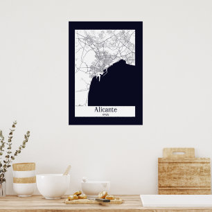 Póster Mapa de Alicante España