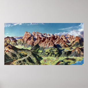 Póster Mapa de alivio de Italia de las dolomías del