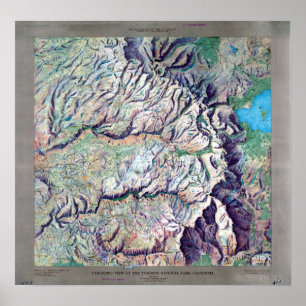 Póster Mapa de alivio del parque nacional de Yosemite del