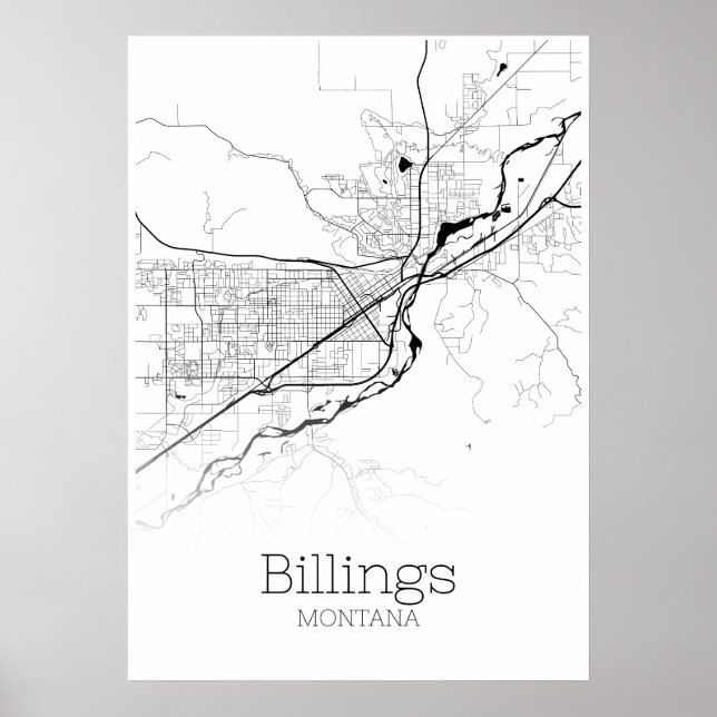 Póster Mapa de alturas - Montana - Poster de mapas de la  (Frente)