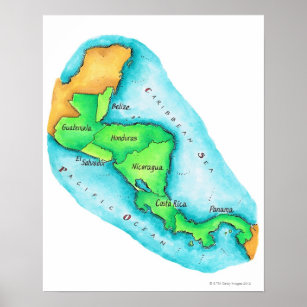 Póster Mapa de América Central