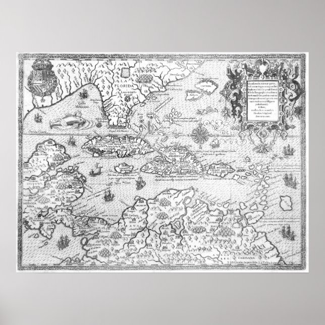 Póster Mapa de América Central de 1594 (Frente)