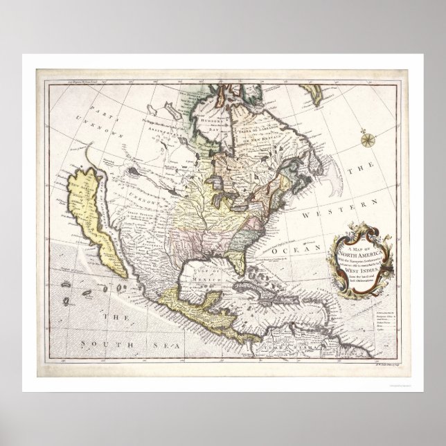 Póster Mapa de América del Norte (Frente)