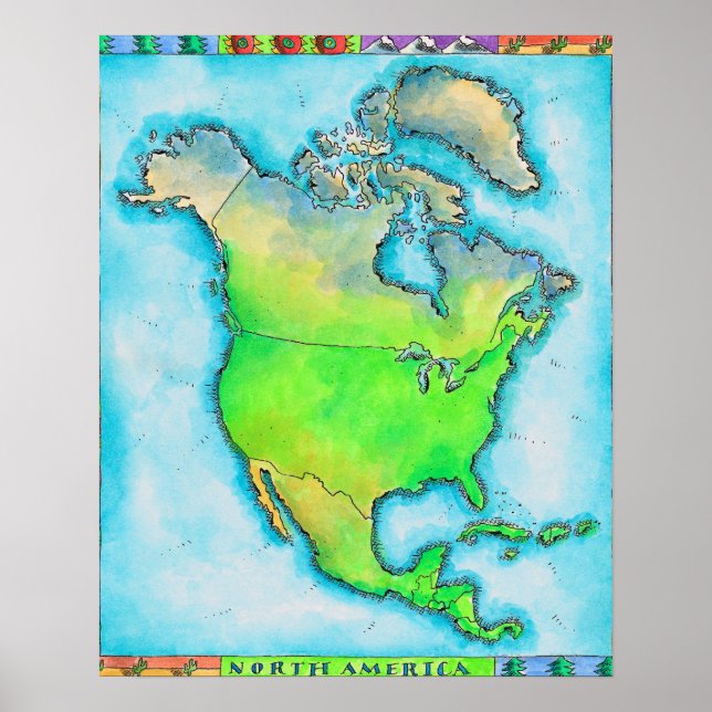 Póster Mapa de América del Norte (Frente)