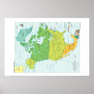 Póster Mapa de América del Norte