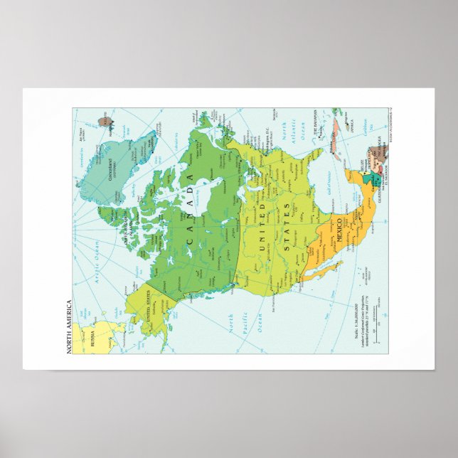 Póster Mapa de América del Norte (Frente)