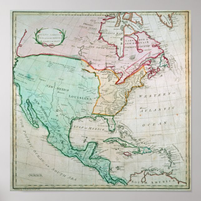 Póster Mapa de América del Norte (Frente)