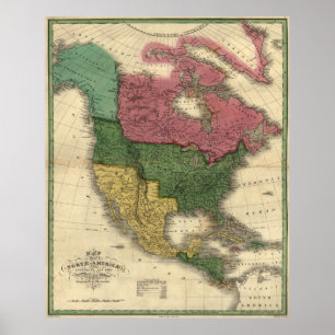 Póster Mapa de América del Norte (1826)