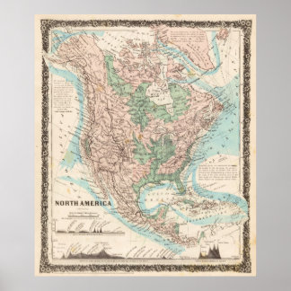 Póster Mapa de América del Norte (1859)