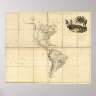 Póster Mapa de América por A Arrowsmith