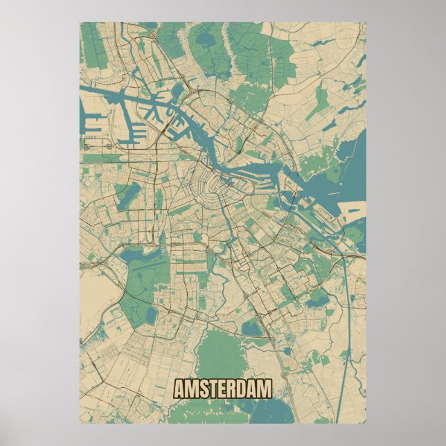 Póster Mapa de Ámsterdam (Frente)