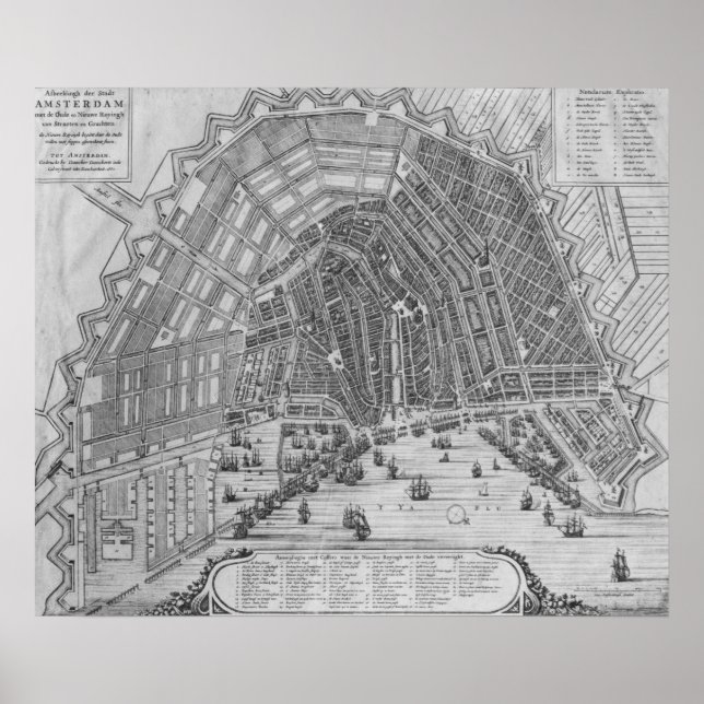 Póster Mapa de Amsterdam, 1662 (Frente)