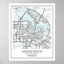 Mapa de Amsterdam - Mapa blanco y negro de Ámsterd