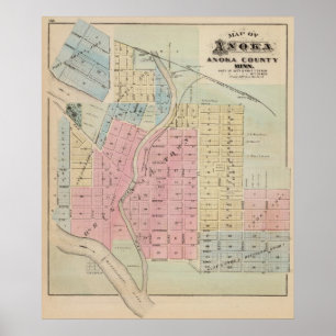 Póster Mapa de Anoka, condado de Anoka, Minnesota