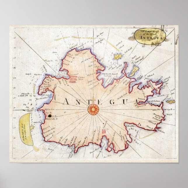 Póster Mapa de Antigua de 1721 (Frente)