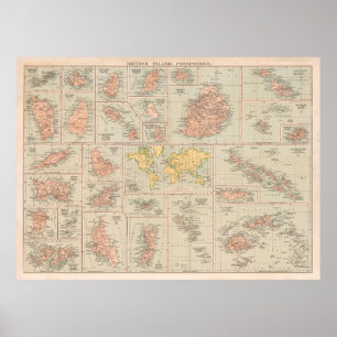 Póster Mapa de antiguas colonias británicas (1919)