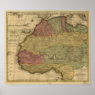 Póster Mapa de antigüedades de 1742 en el norte de África