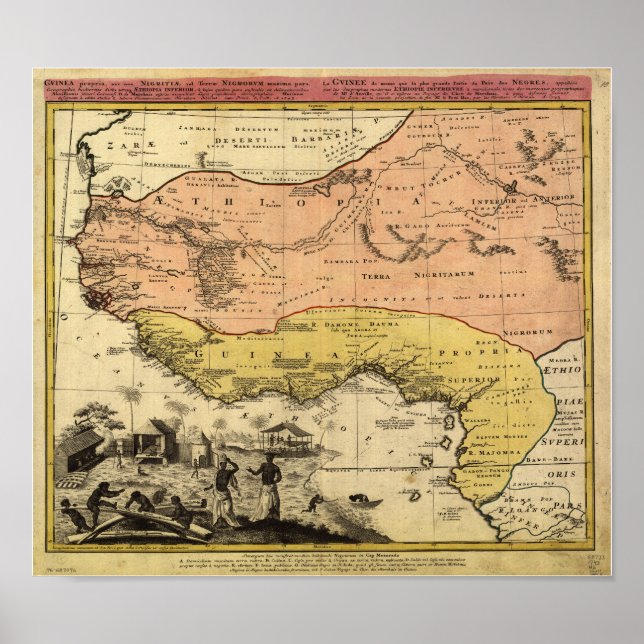 Póster Mapa de antigüedades de África Occidental 1743 (Frente)