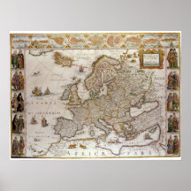 Mapa de Antigüedades de Europa por Willem Jansz Bl