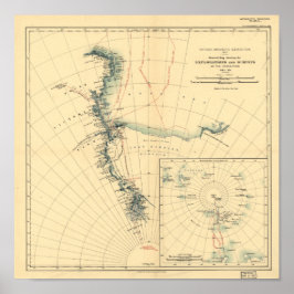 Póster Mapa de Antigüedades de Expedición y Encuestas Ant