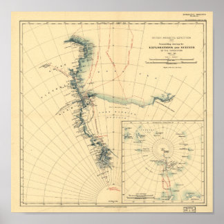 Póster Mapa de Antigüedades de Expedición y Encuestas Ant