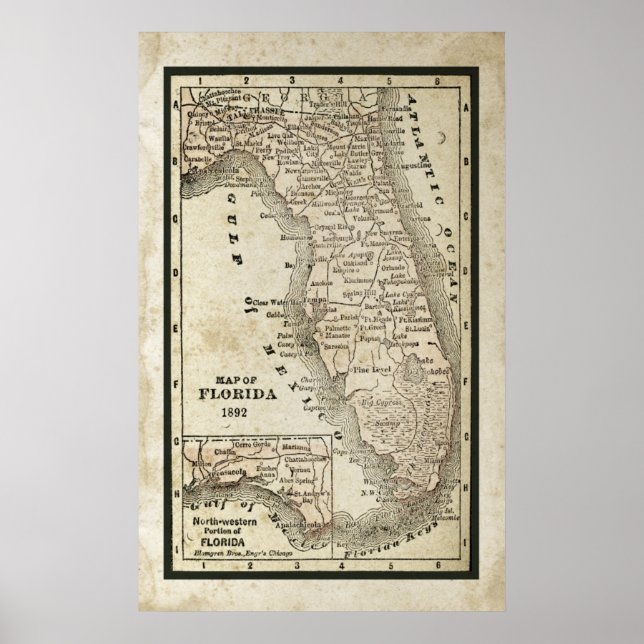 Póster Mapa de Antigüedades de Florida (Frente)
