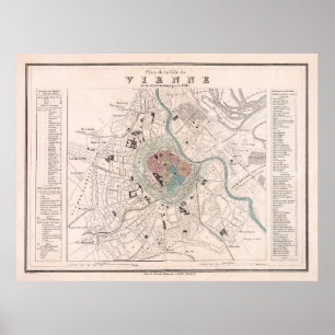 Póster Mapa de Antigüedades de Viena Austria (1906) Wein 