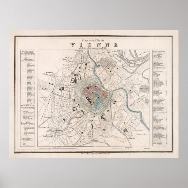Póster Mapa de Antigüedades de Viena Austria (1906) Wein  (Frente)