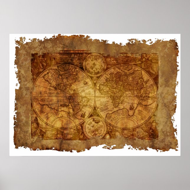 Póster Mapa de Antigüedades del Mundo (Frente)