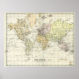 Póster Mapa de Antigüedades del Mundo