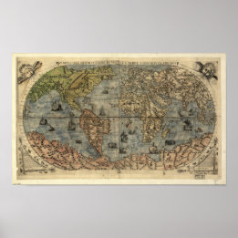 Póster Mapa de Antigüedades del Mundo desde 1565