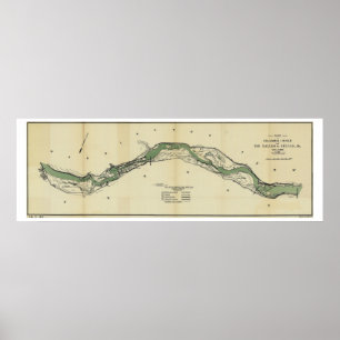 Póster Mapa de antigüedades del río Columbia