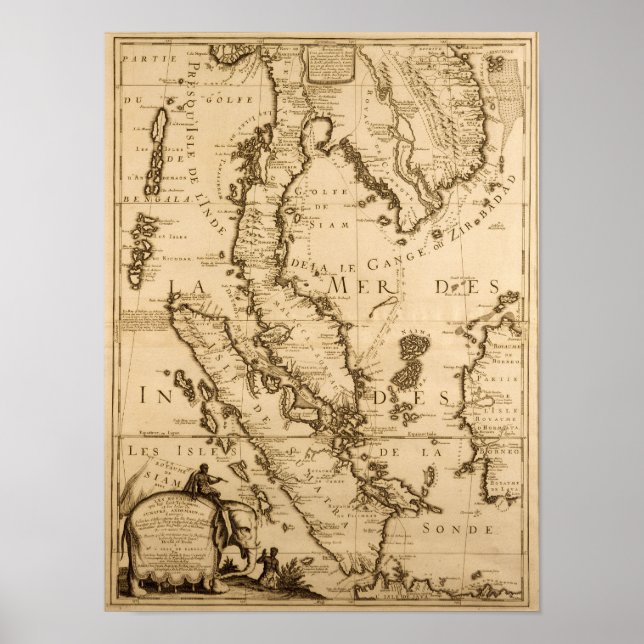 Póster Mapa de antigüedades del Sudeste Asiático | 1687 (Frente)