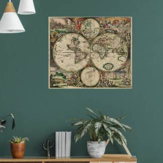 Póster Mapa de Antigüedades del Viejo Mundo
